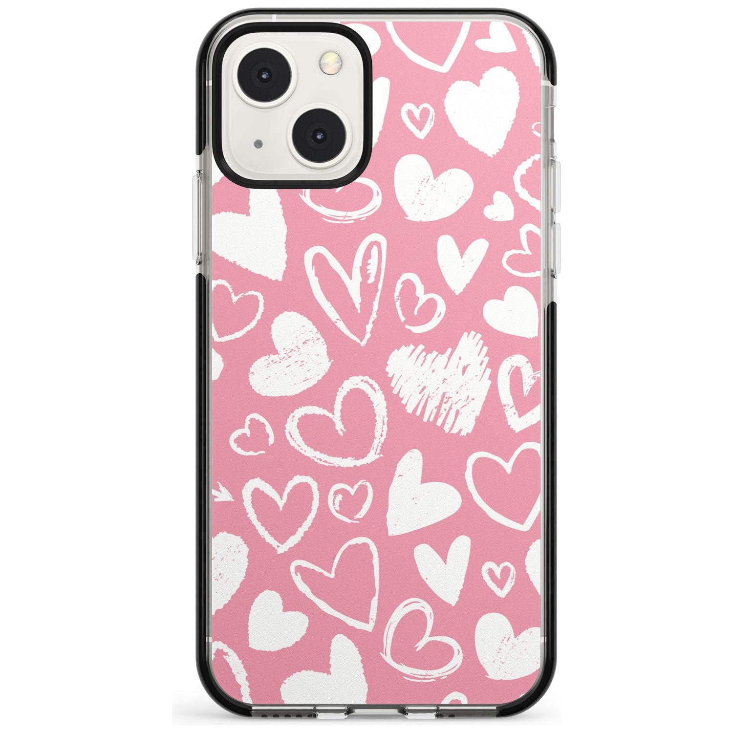 Chalk Hearts Black Impact Phone Case for iPhone 13 & 13 Mini