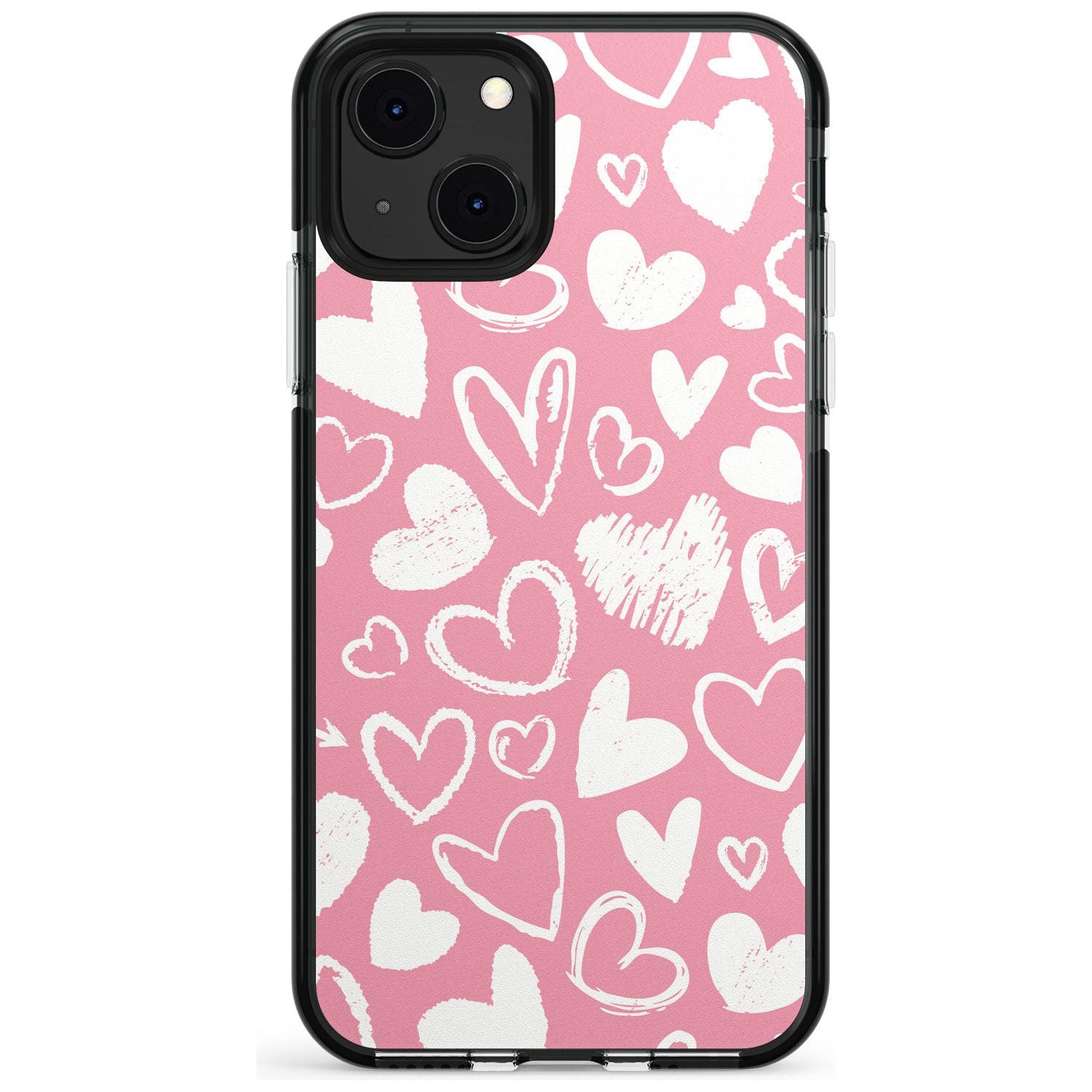 Chalk Hearts Black Impact Phone Case for iPhone 13 & 13 Mini
