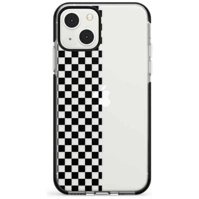 Checker: Half Black Check on Clear Phone Case iPhone 13 Mini / Black Impact Case Blanc Space