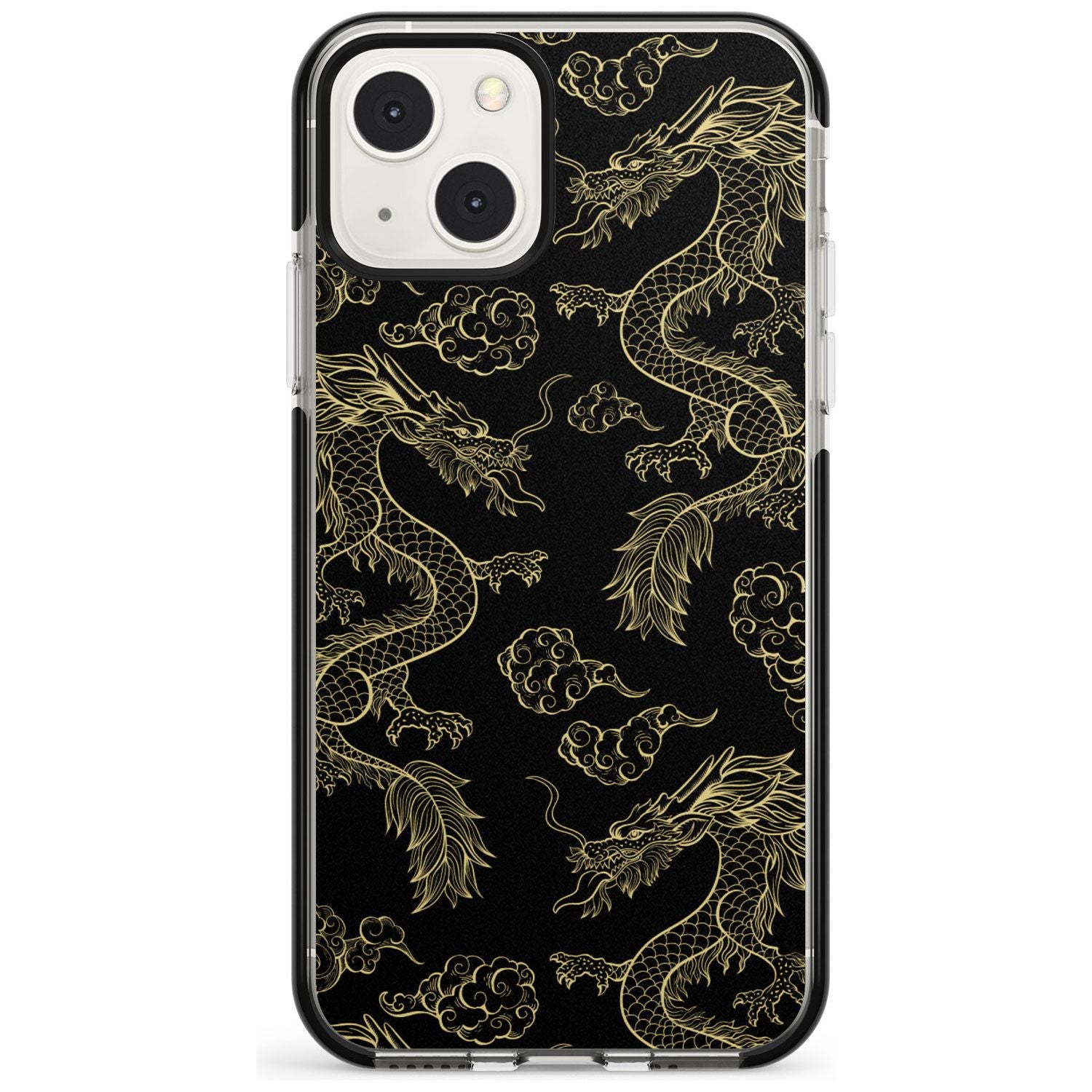 Black and Gold Dragon Pattern Black Impact Phone Case for iPhone 13 & 13 Mini