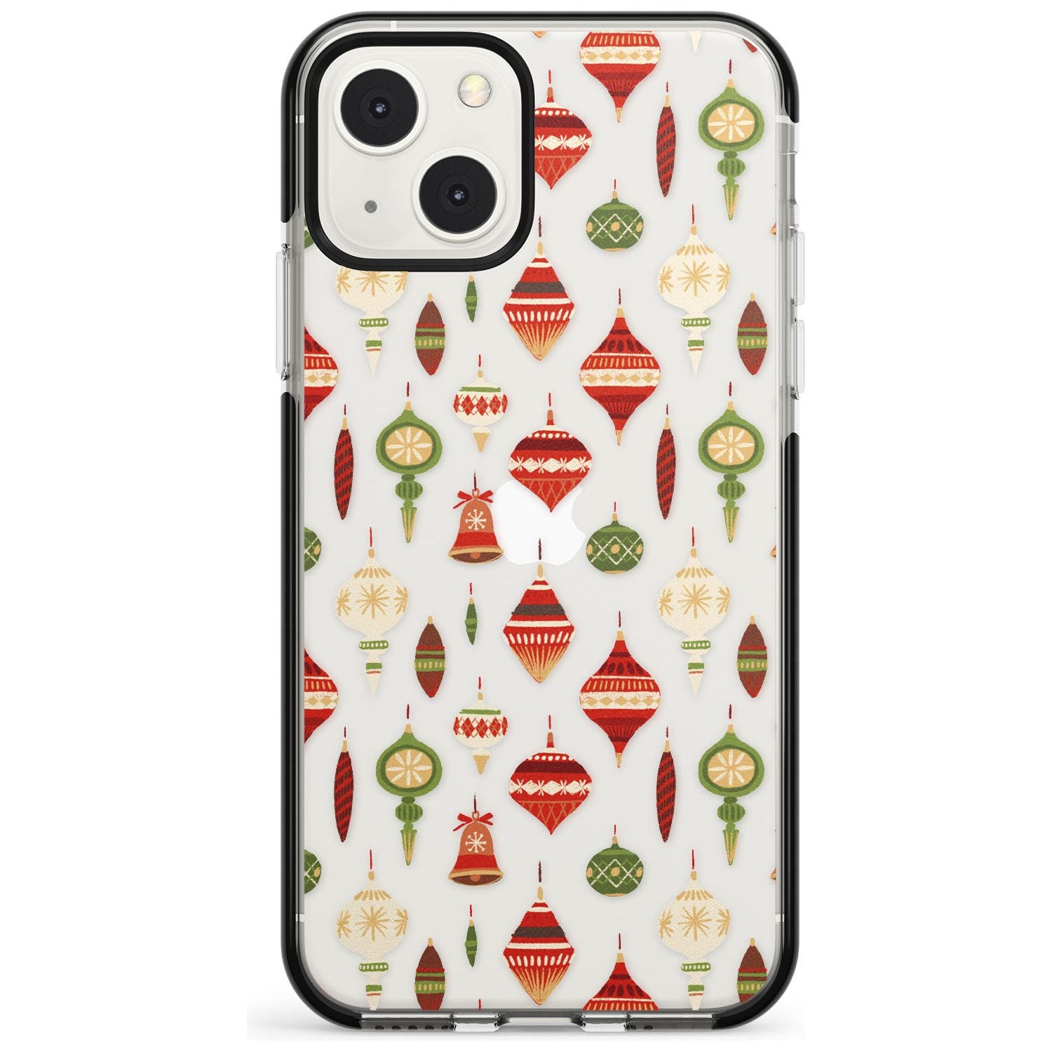 Christmas Baubles Pattern Black Impact Phone Case for iPhone 13 & 13 Mini