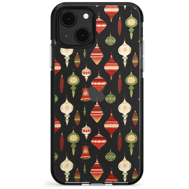 Christmas Baubles Pattern Black Impact Phone Case for iPhone 13 & 13 Mini