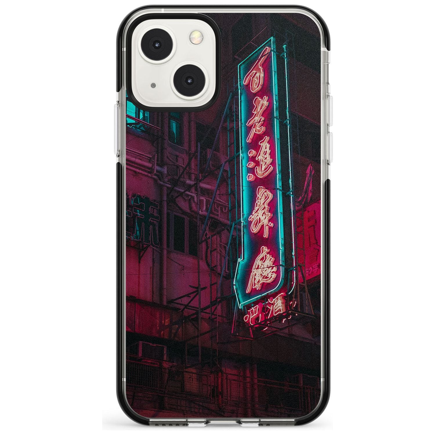 Large Kanji Sign - Neon Cities Photographs Phone Case iPhone 13 Mini / Black Impact Case Blanc Space