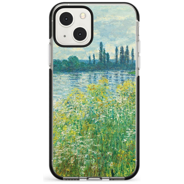 Banks of the Seine by Claude Monet Phone Case iPhone 13 Mini / Black Impact Case Blanc Space
