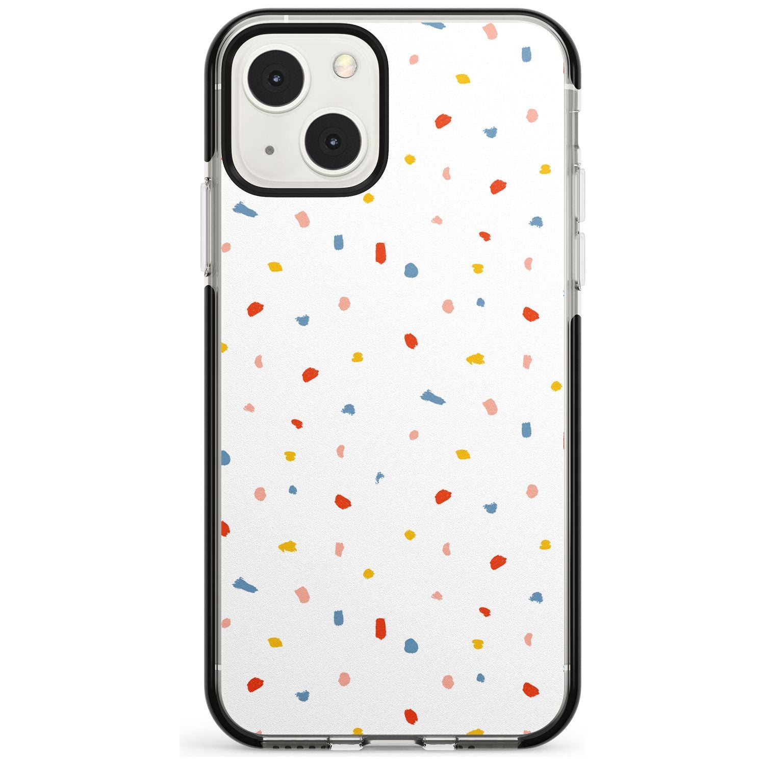 Confetti Print on Solid White Phone Case iPhone 13 Mini / Black Impact Case Blanc Space