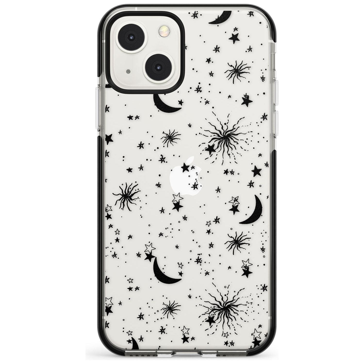 Moons & Stars Phone Case iPhone 13 Mini / Black Impact Case Blanc Space