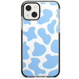 Blue and White Cow Print Black Impact Phone Case for iPhone 13 & 13 Mini