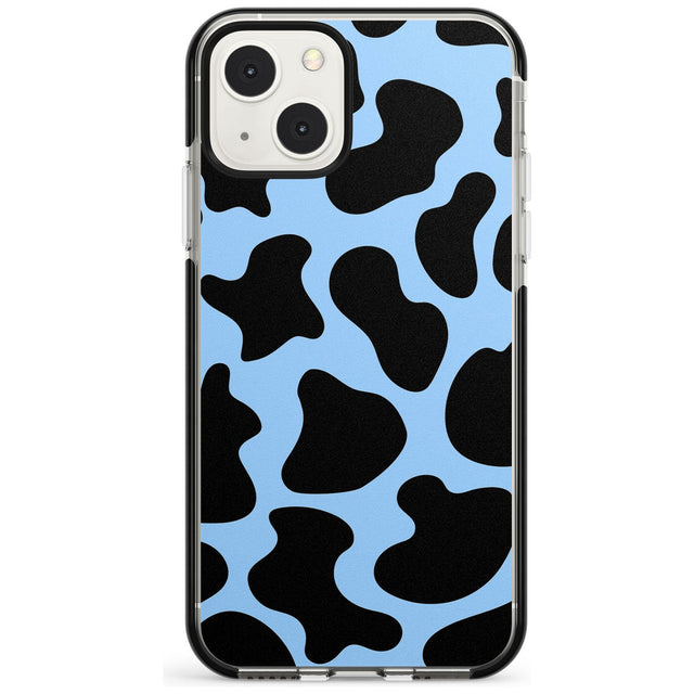 Blue and Black Cow Print Black Impact Phone Case for iPhone 13 & 13 Mini