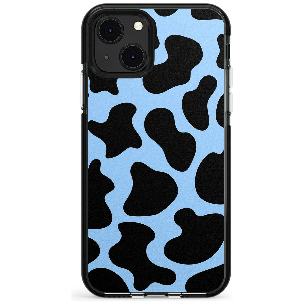 Blue and Black Cow Print Black Impact Phone Case for iPhone 13 & 13 Mini