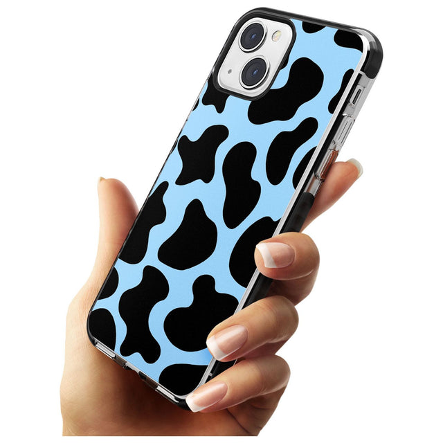 Blue and Black Cow Print Black Impact Phone Case for iPhone 13 & 13 Mini