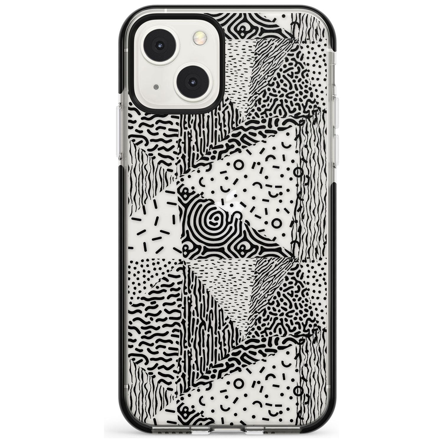 Pattern Mashup (Black) Phone Case iPhone 13 Mini / Black Impact Case Blanc Space