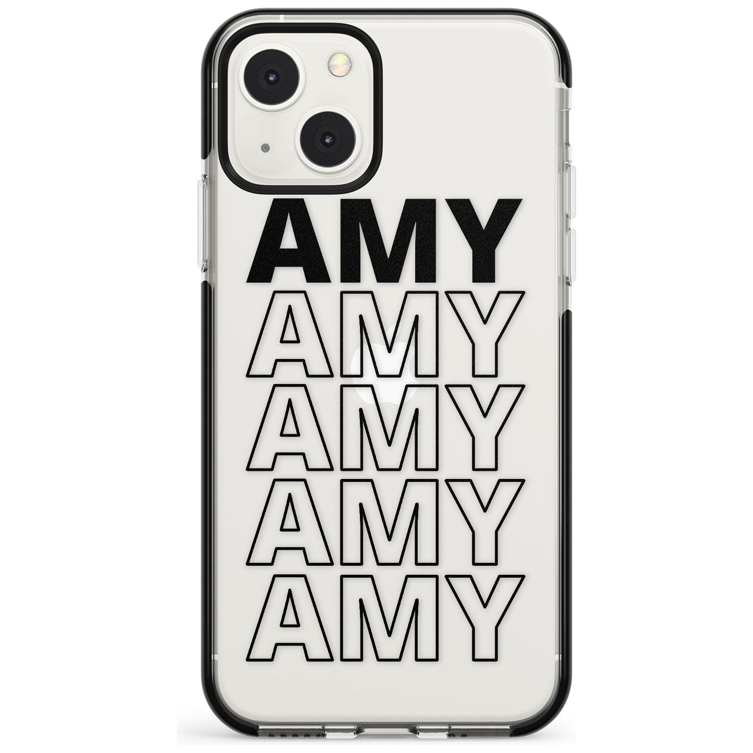 Personalised Clear Text  5A Custom Phone Case iPhone 13 Mini / Black Impact Case Blanc Space