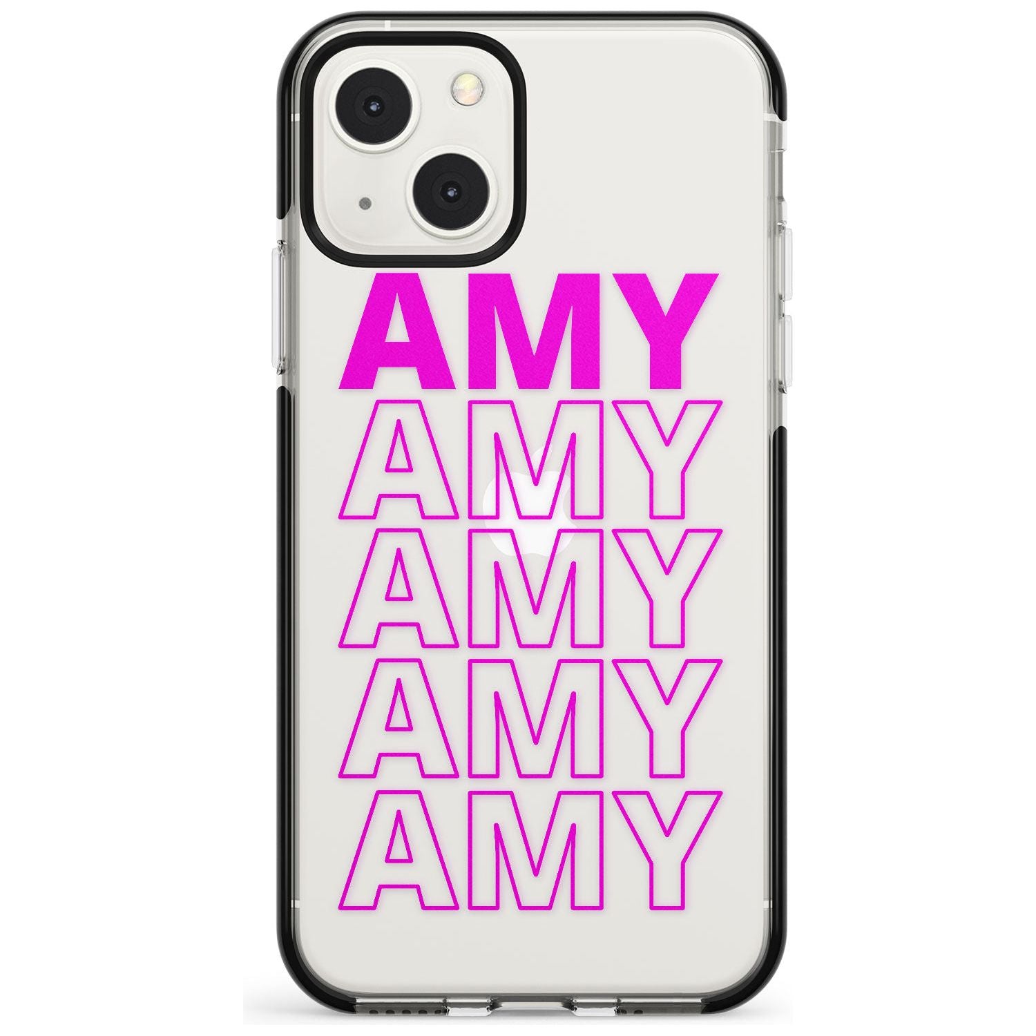 Personalised Clear Text  5D Custom Phone Case iPhone 13 Mini / Black Impact Case Blanc Space