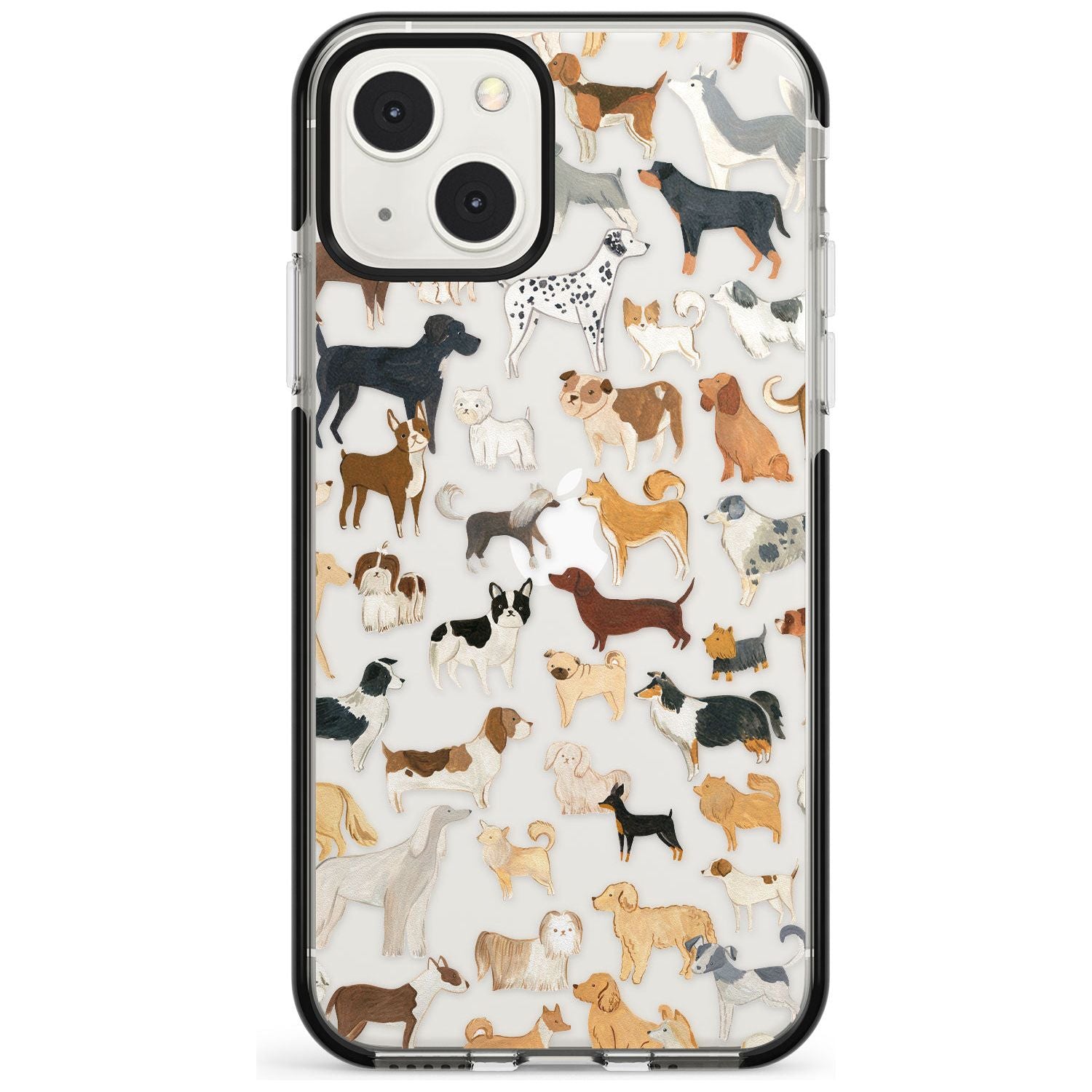 Hand Painted Dogs Phone Case iPhone 12 / Black Impact Case,iPhone 13 / Black Impact Case,iPhone 13 Mini / Black Impact Case Blanc Space