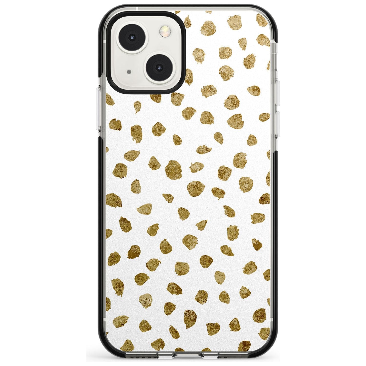 Gold Look on White Dalmatian Polka Dot Spots Phone Case iPhone 13 Mini / Black Impact Case Blanc Space