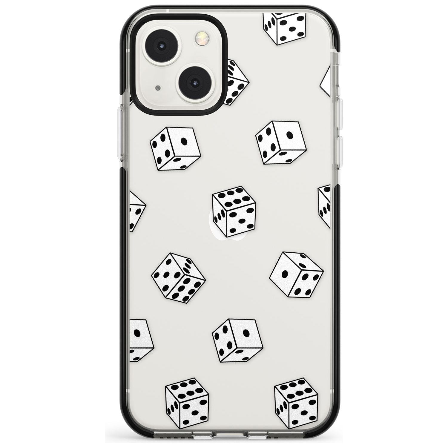 Clear Dice Pattern Black Impact Phone Case for iPhone 13 & 13 Mini