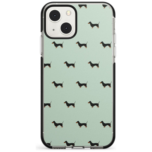 Dachshund Dog Pattern Phone Case iPhone 13 Mini / Black Impact Case Blanc Space