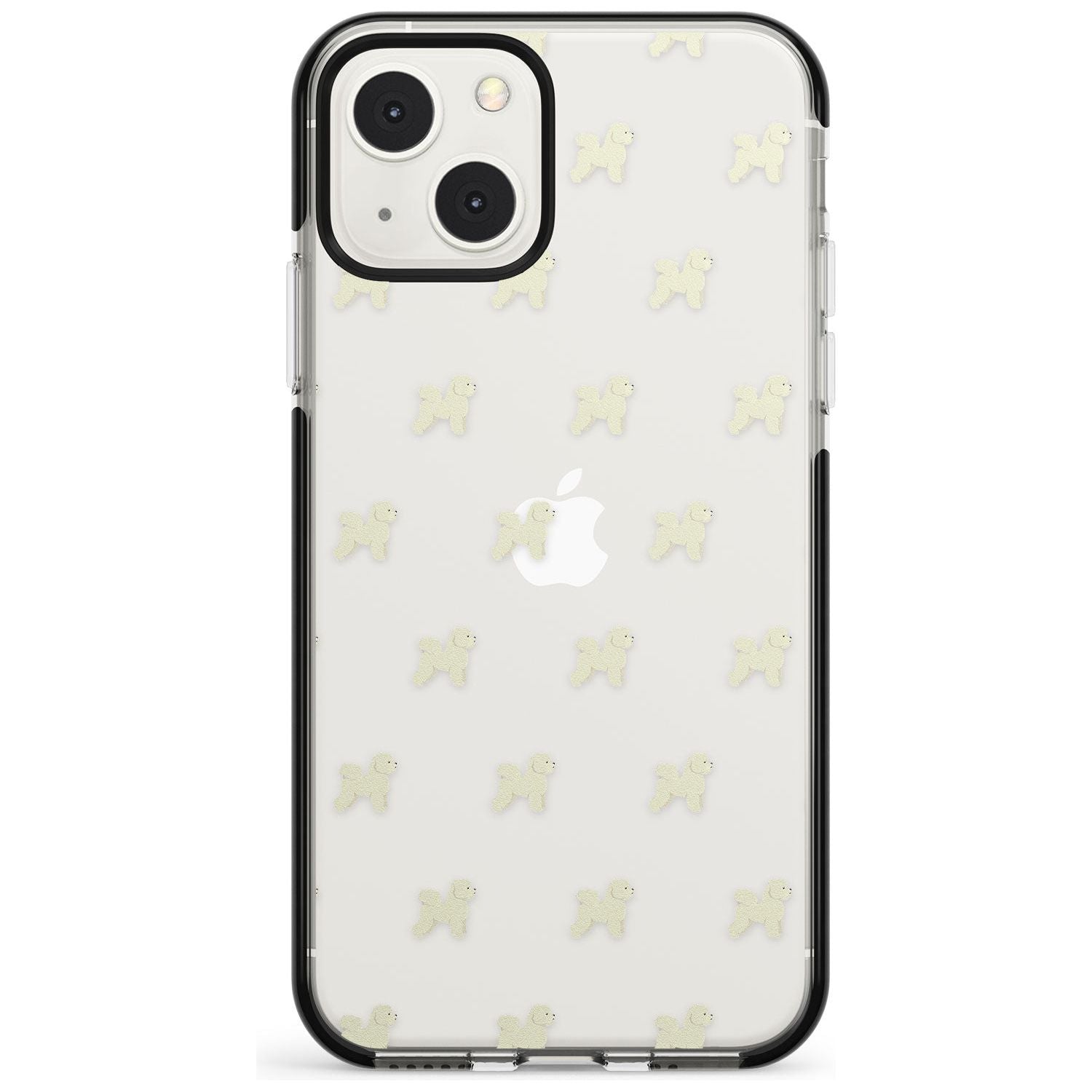 Bichon Frise Dog Pattern Clear Phone Case iPhone 13 Mini / Black Impact Case Blanc Space