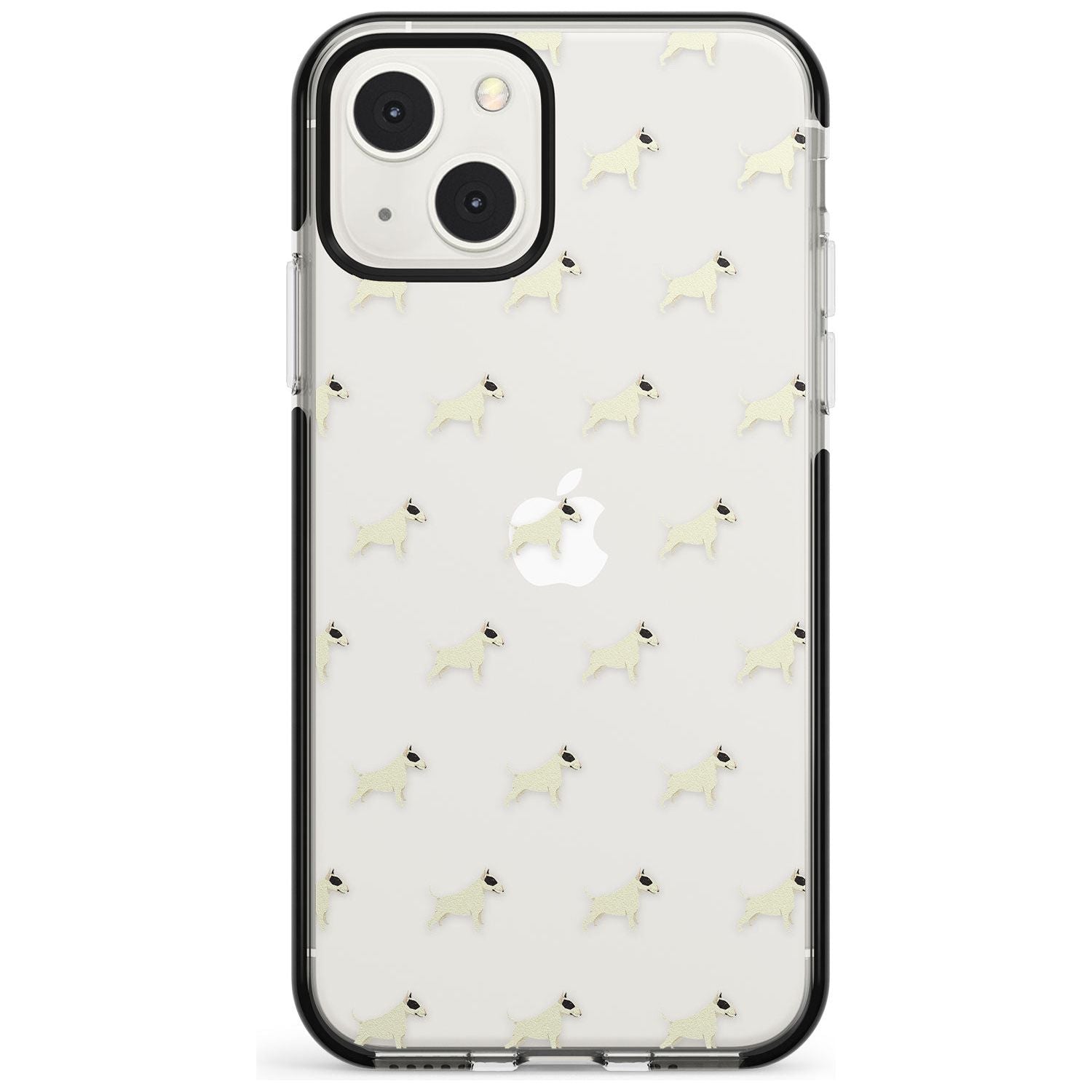 Bull Terrier Dog Pattern Clear Phone Case iPhone 13 Mini / Black Impact Case Blanc Space