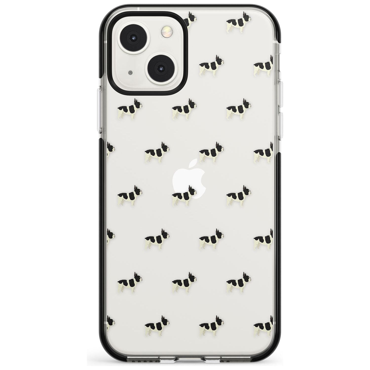 French Bulldog Dog Pattern Clear Phone Case iPhone 13 Mini / Black Impact Case Blanc Space