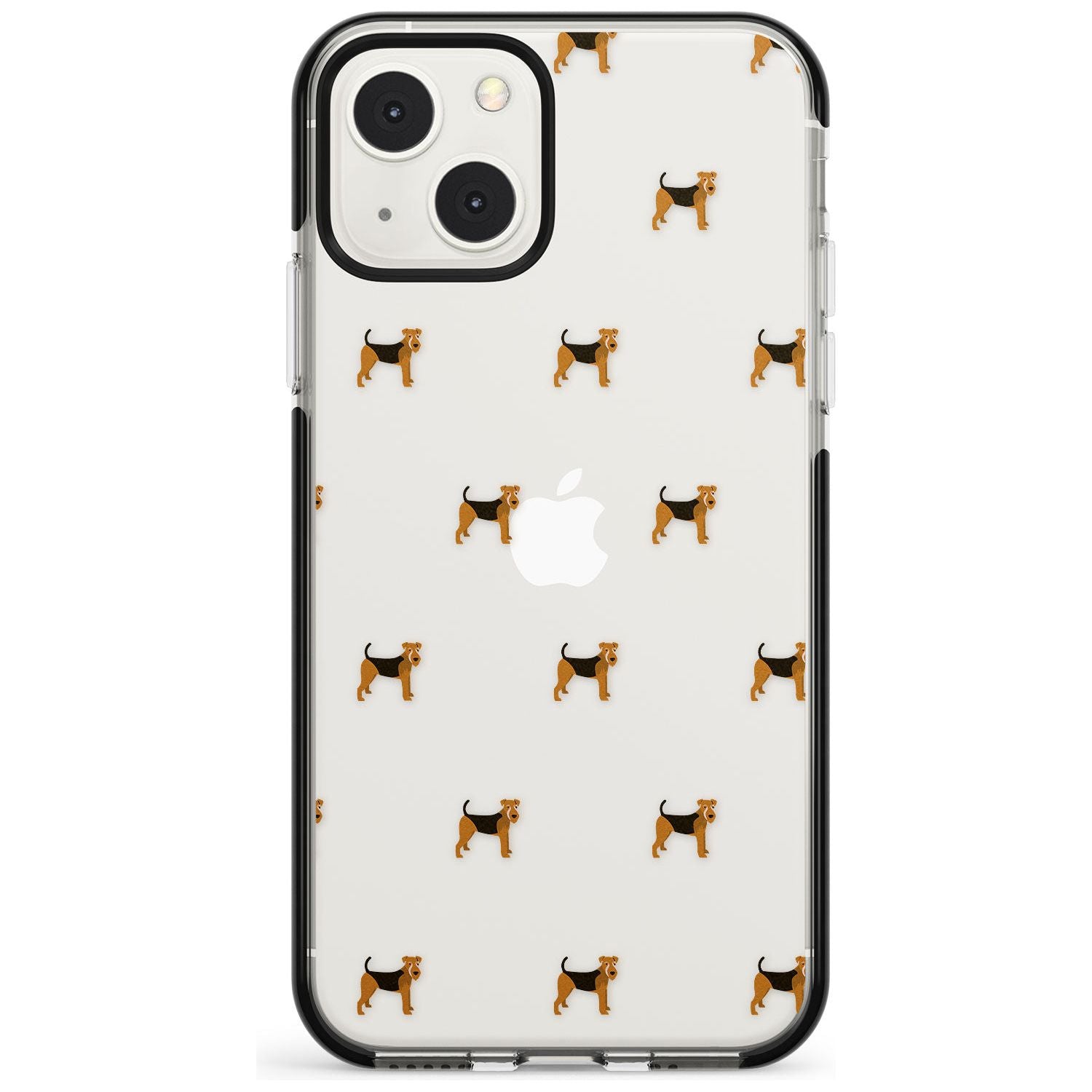 Airedale Terrier Dog Pattern Clear Phone Case iPhone 13 Mini / Black Impact Case Blanc Space