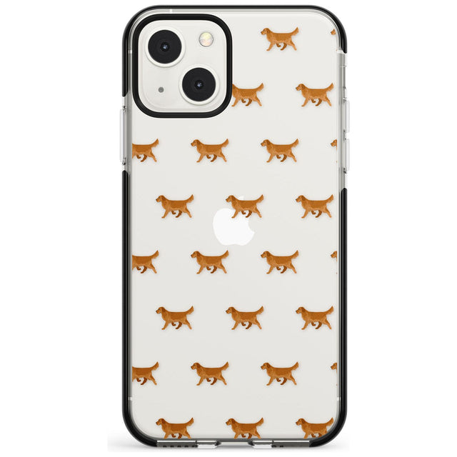 Golden Retriever Dog Pattern Clear Phone Case iPhone 13 Mini / Black Impact Case Blanc Space