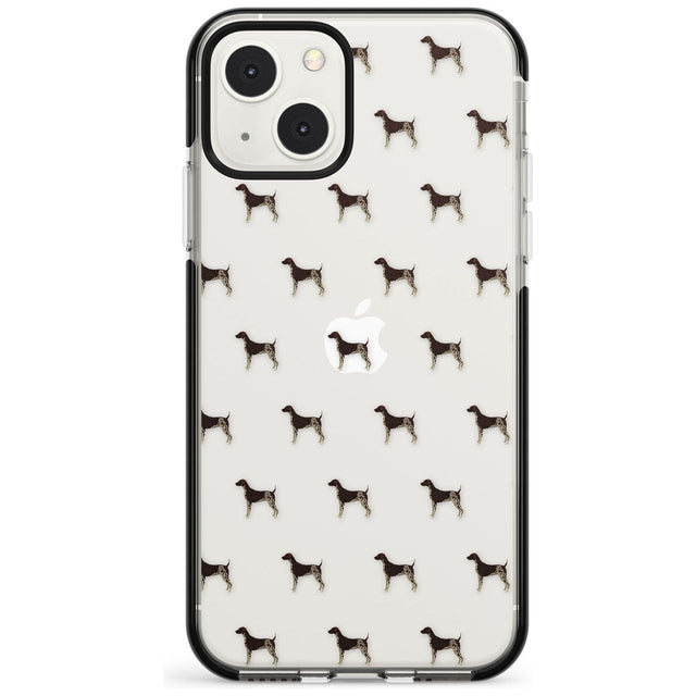 German Shorthaired Pointer Dog Pattern Clear Phone Case iPhone 13 Mini / Black Impact Case Blanc Space