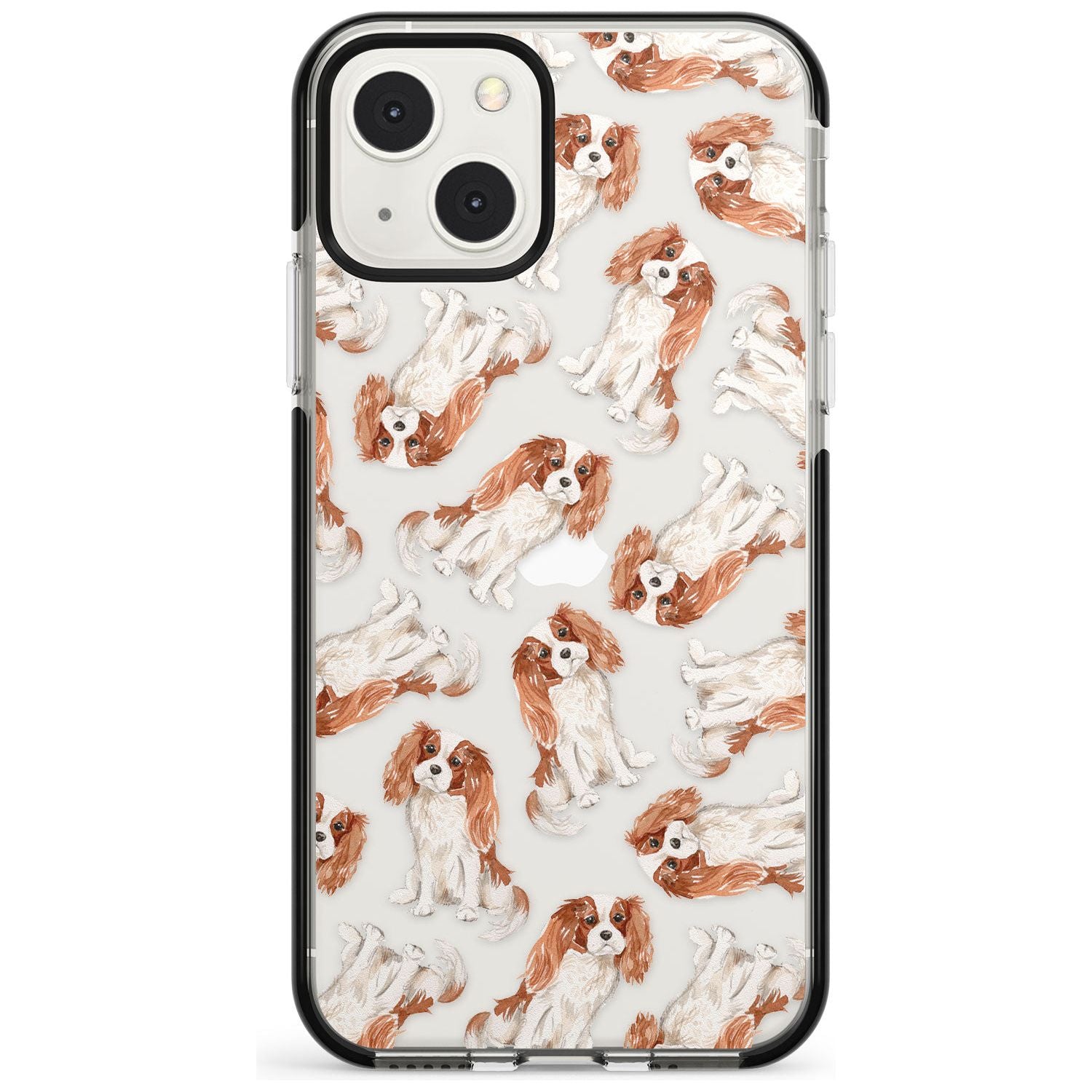 Cavalier King Charles Spaniel Dog Pattern Phone Case iPhone 13 Mini / Black Impact Case Blanc Space