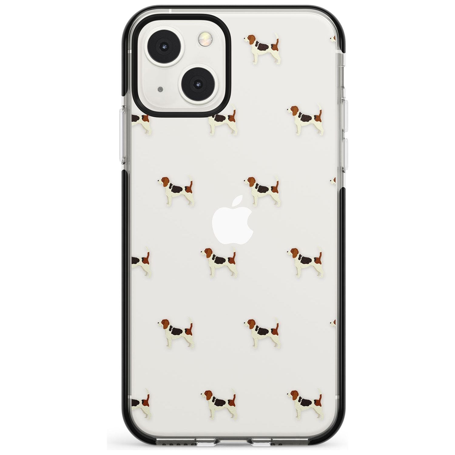 Beagle Dog Pattern Clear Phone Case iPhone 13 Mini / Black Impact Case Blanc Space