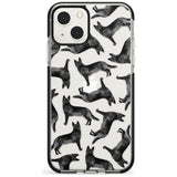 German Shepherd (Black) Watercolour Dog Pattern Phone Case iPhone 13 Mini / Black Impact Case Blanc Space