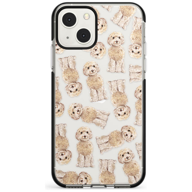 Cockapoo (Champagne) Watercolour Dog Pattern Phone Case iPhone 13 Mini / Black Impact Case Blanc Space