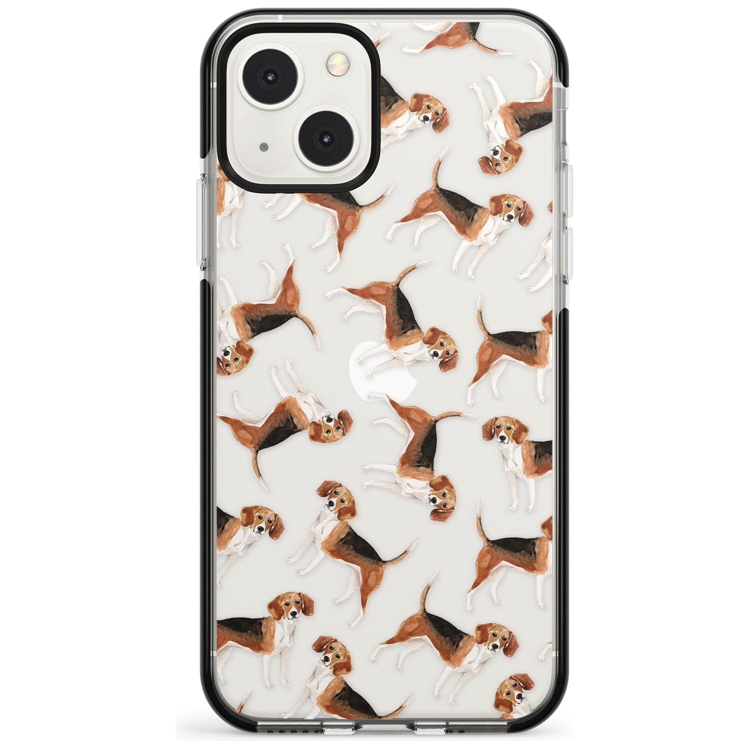 Beagle Watercolour Dog Pattern Phone Case iPhone 13 Mini / Black Impact Case Blanc Space