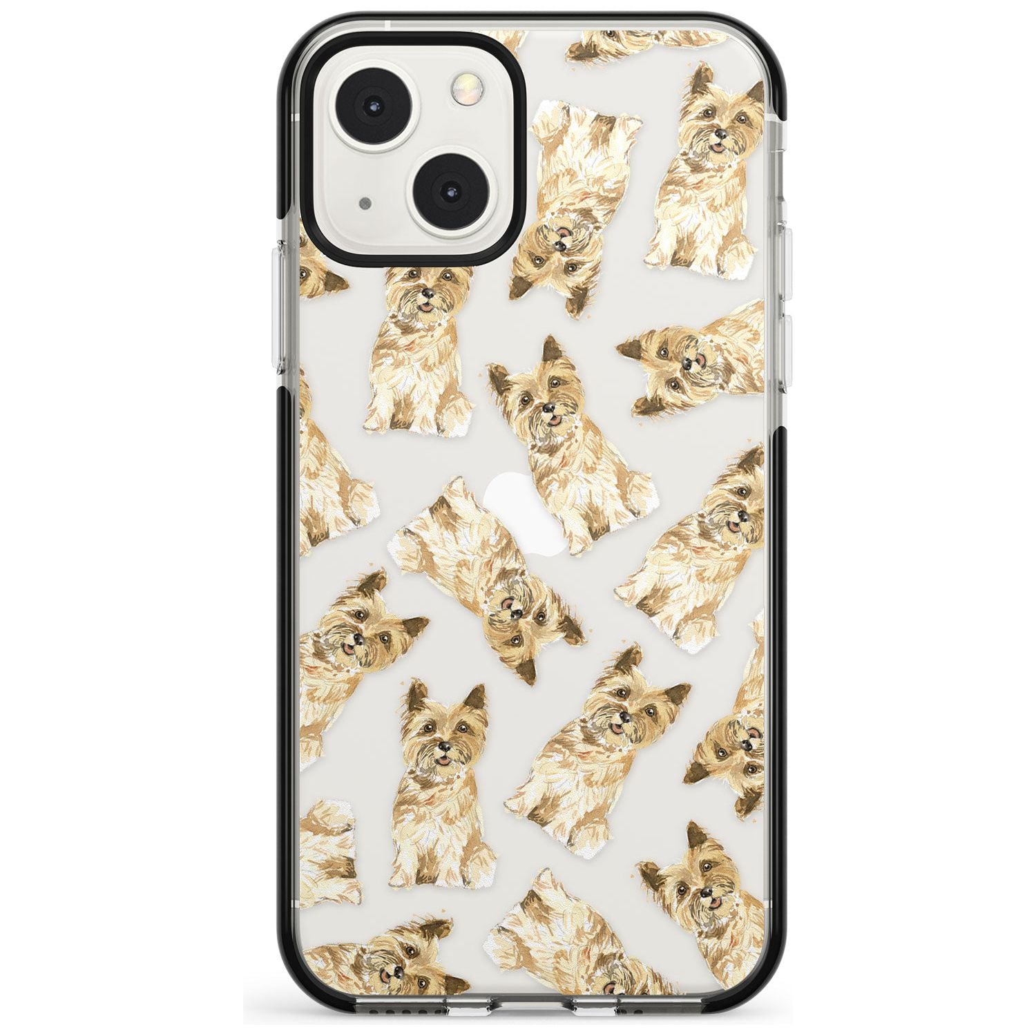 Cairn Terrier Watercolour Dog Pattern Phone Case iPhone 13 Mini / Black Impact Case Blanc Space