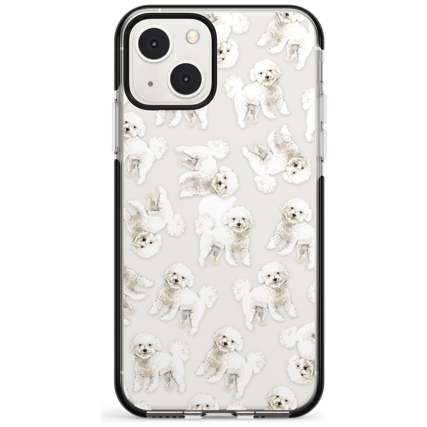 Bichon Frise Watercolour Dog Pattern Phone Case iPhone 13 Mini / Black Impact Case Blanc Space