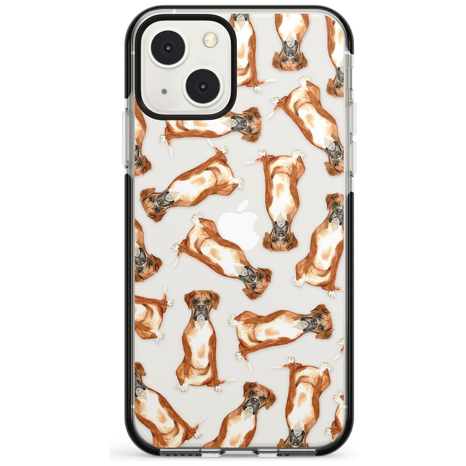 Boxer Watercolour Dog Pattern Phone Case iPhone 13 Mini / Black Impact Case Blanc Space