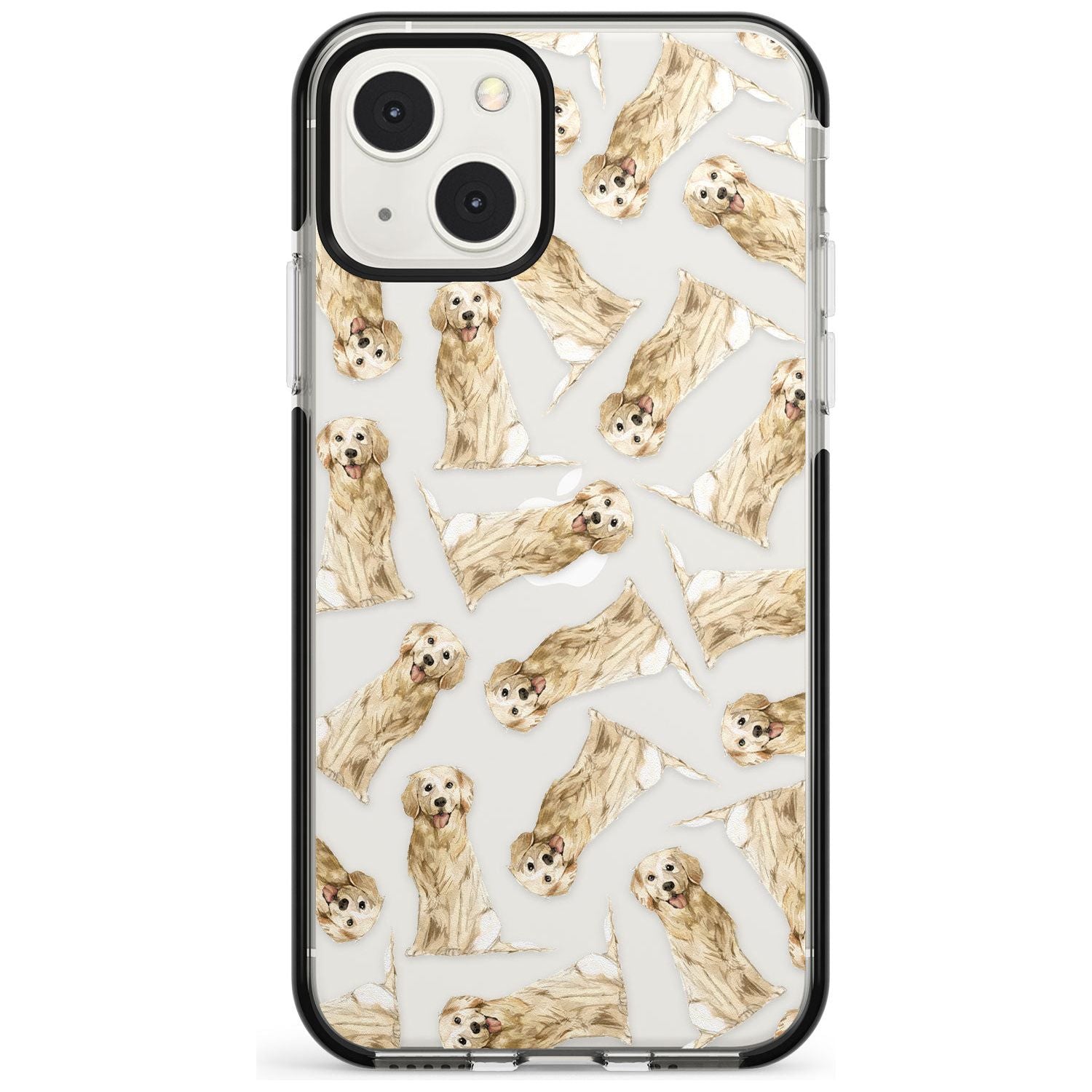 Golden Retriever Watercolour Dog Pattern Phone Case iPhone 13 Mini / Black Impact Case Blanc Space