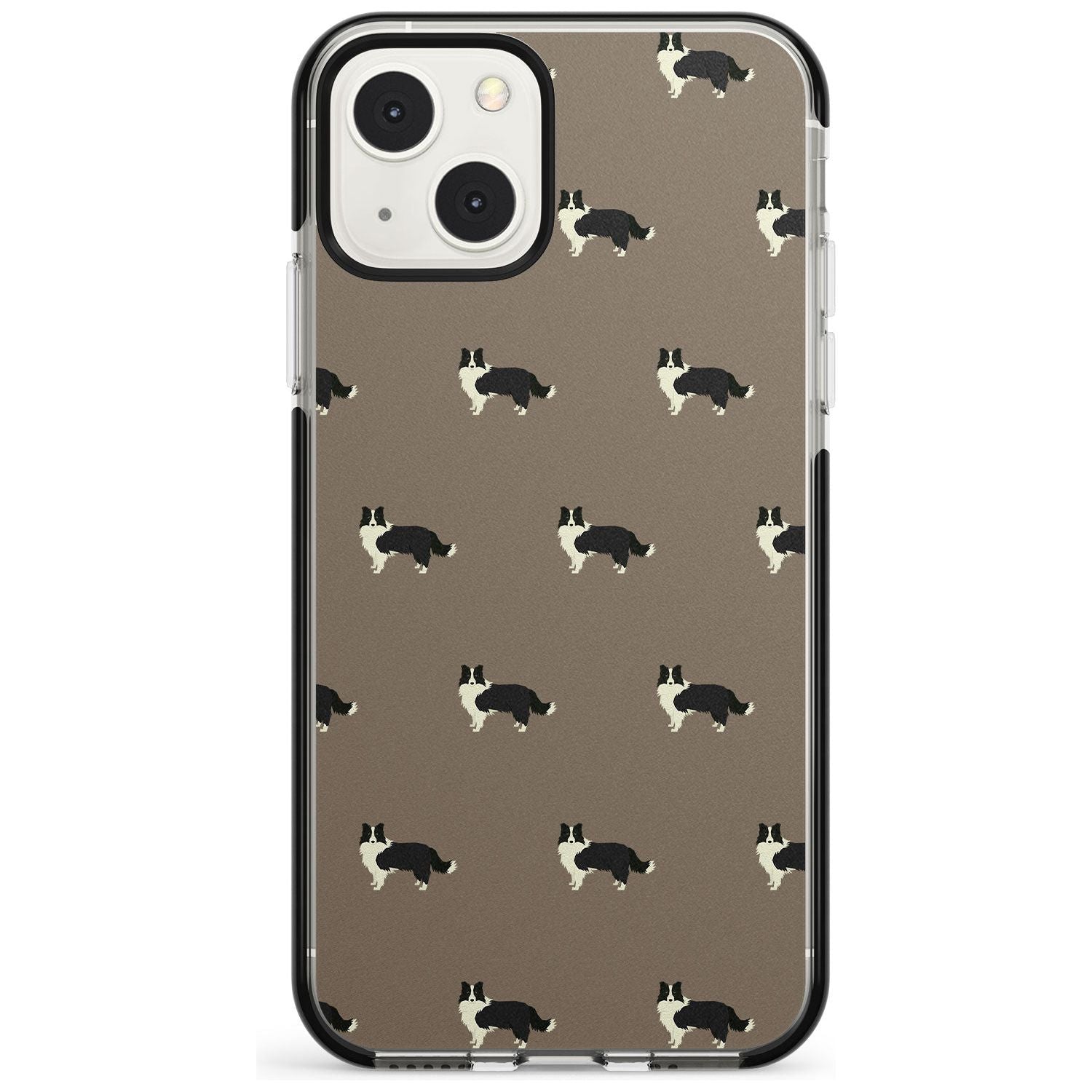 Border Collie Dog Pattern Phone Case iPhone 13 Mini / Black Impact Case Blanc Space