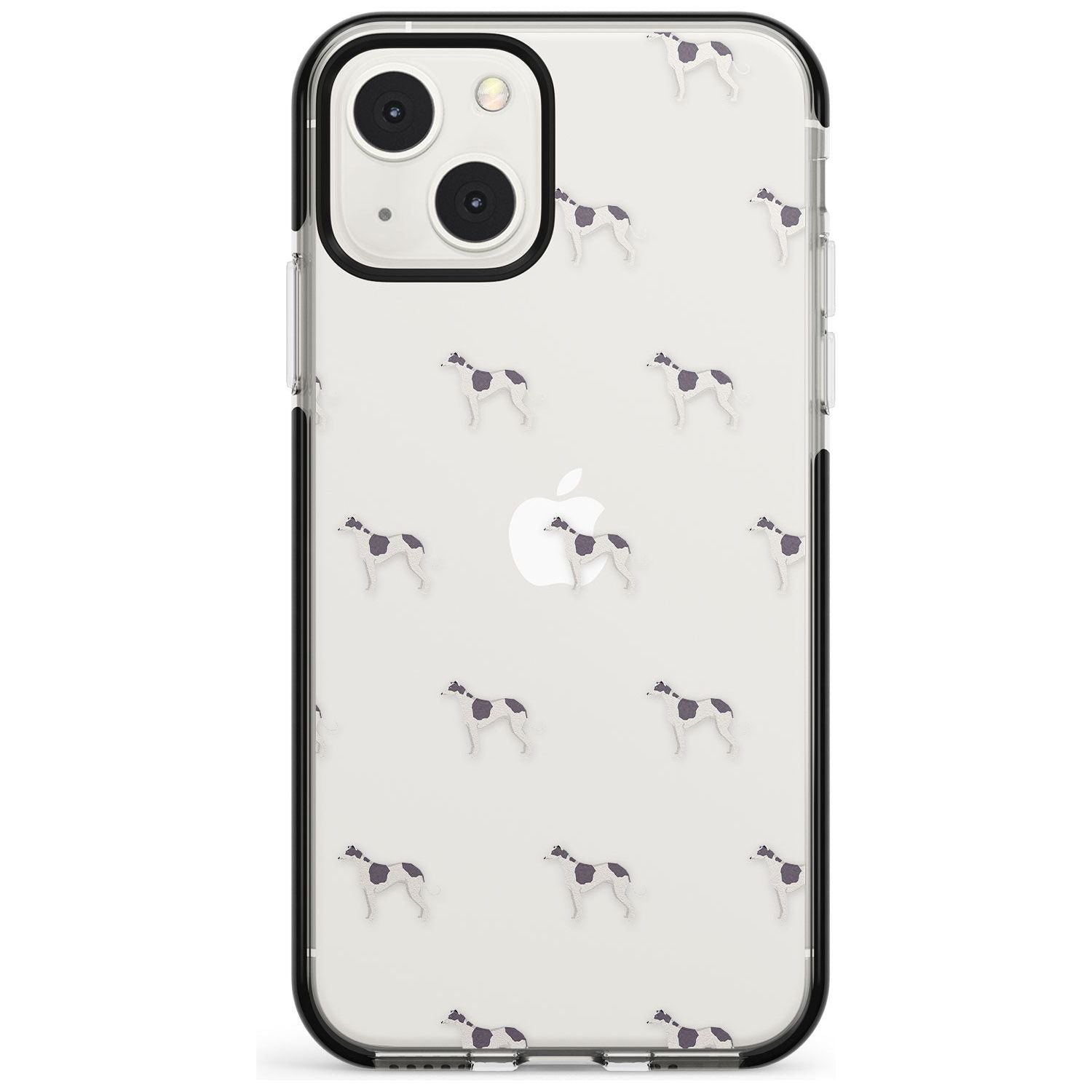 Greyhound Dog Pattern Clear Phone Case iPhone 13 Mini / Black Impact Case Blanc Space