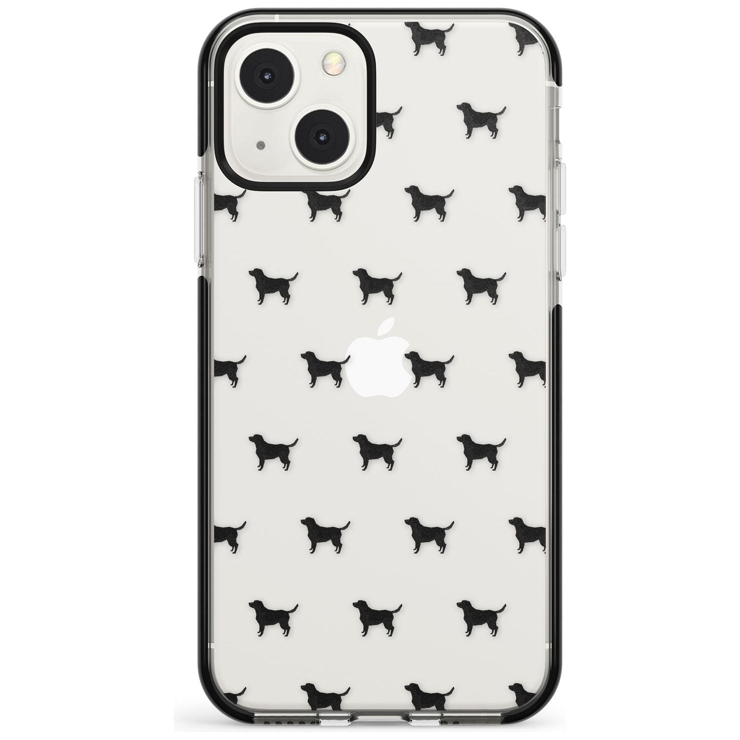 Black Labrador Dog Pattern Clear Phone Case iPhone 13 Mini / Black Impact Case Blanc Space