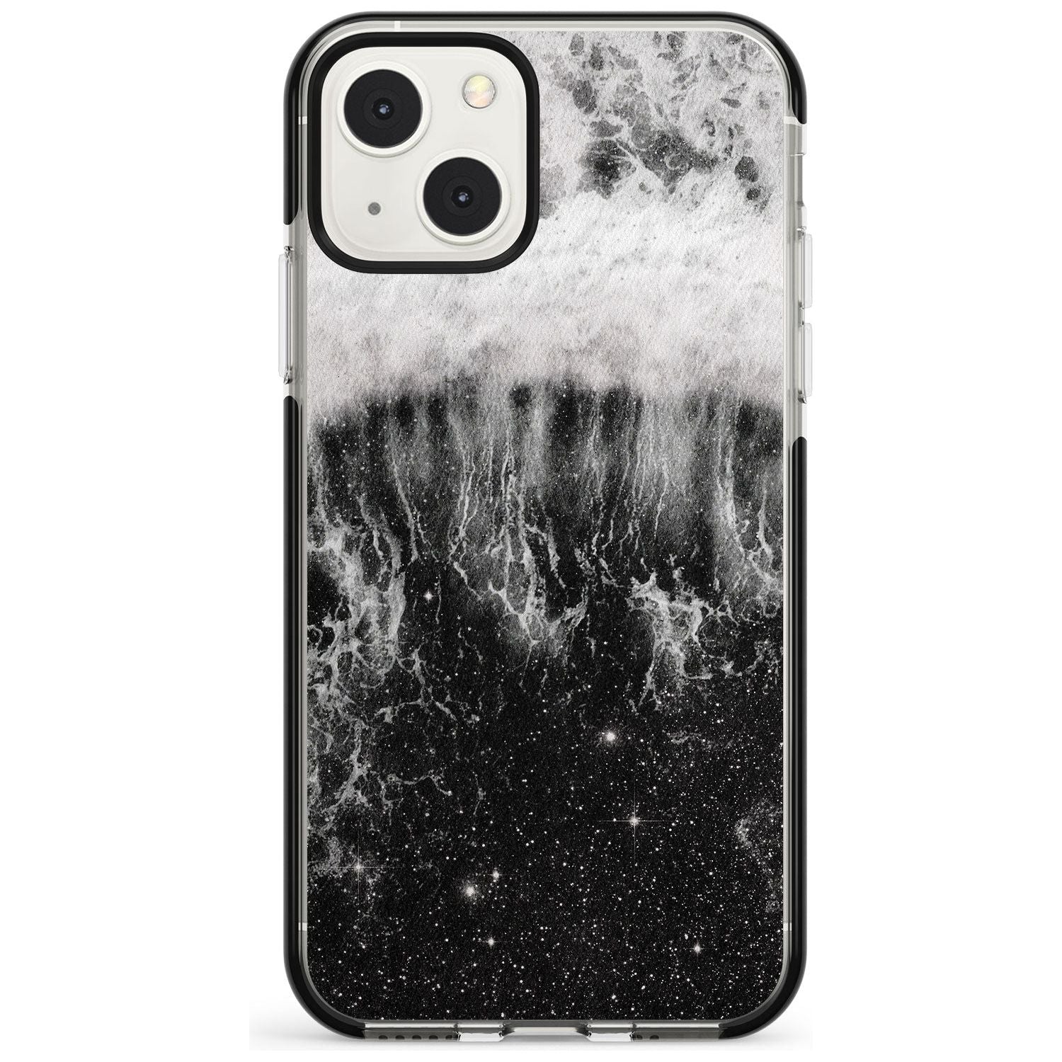 Ocean Wave Galaxy Print Phone Case iPhone 13 Mini / Black Impact Case Blanc Space