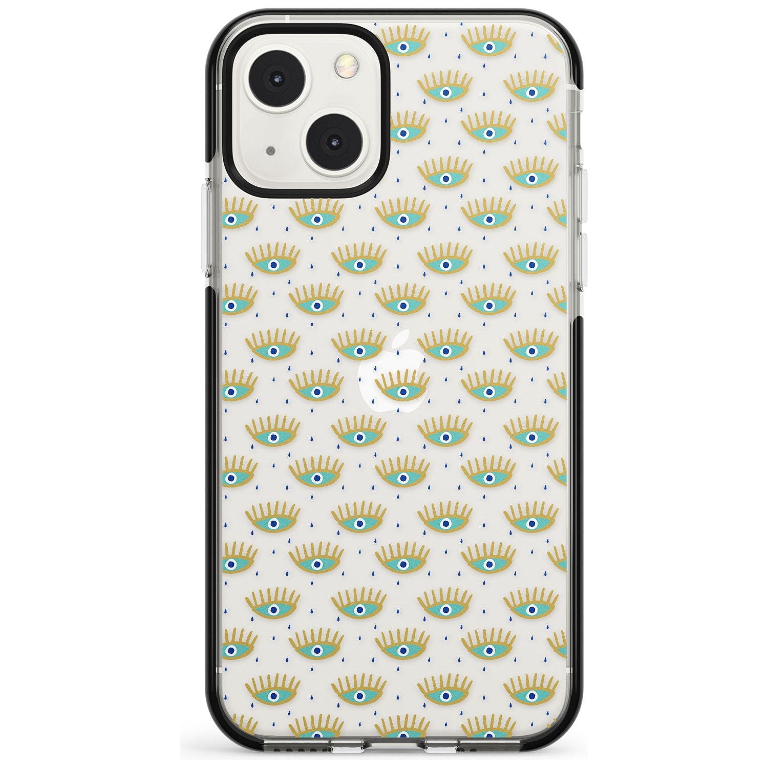 Crying Eyes (Clear) Psychedelic Eyes Pattern Phone Case iPhone 13 Mini / Black Impact Case Blanc Space
