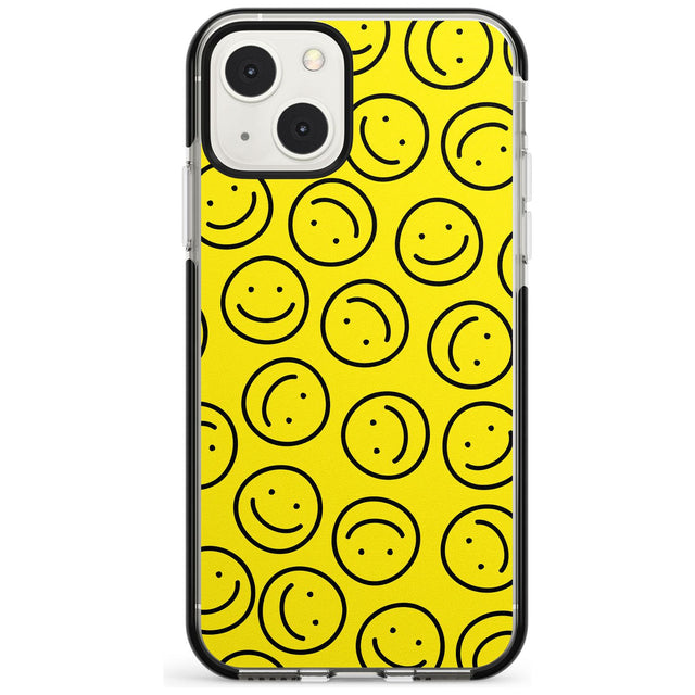 Happy Face Pattern Phone Case iPhone 13 Mini / Black Impact Case Blanc Space