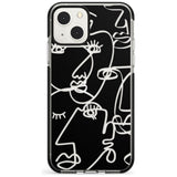 Abstract Continuous Line Faces Clear on Black Phone Case iPhone 13 Mini / Black Impact Case Blanc Space