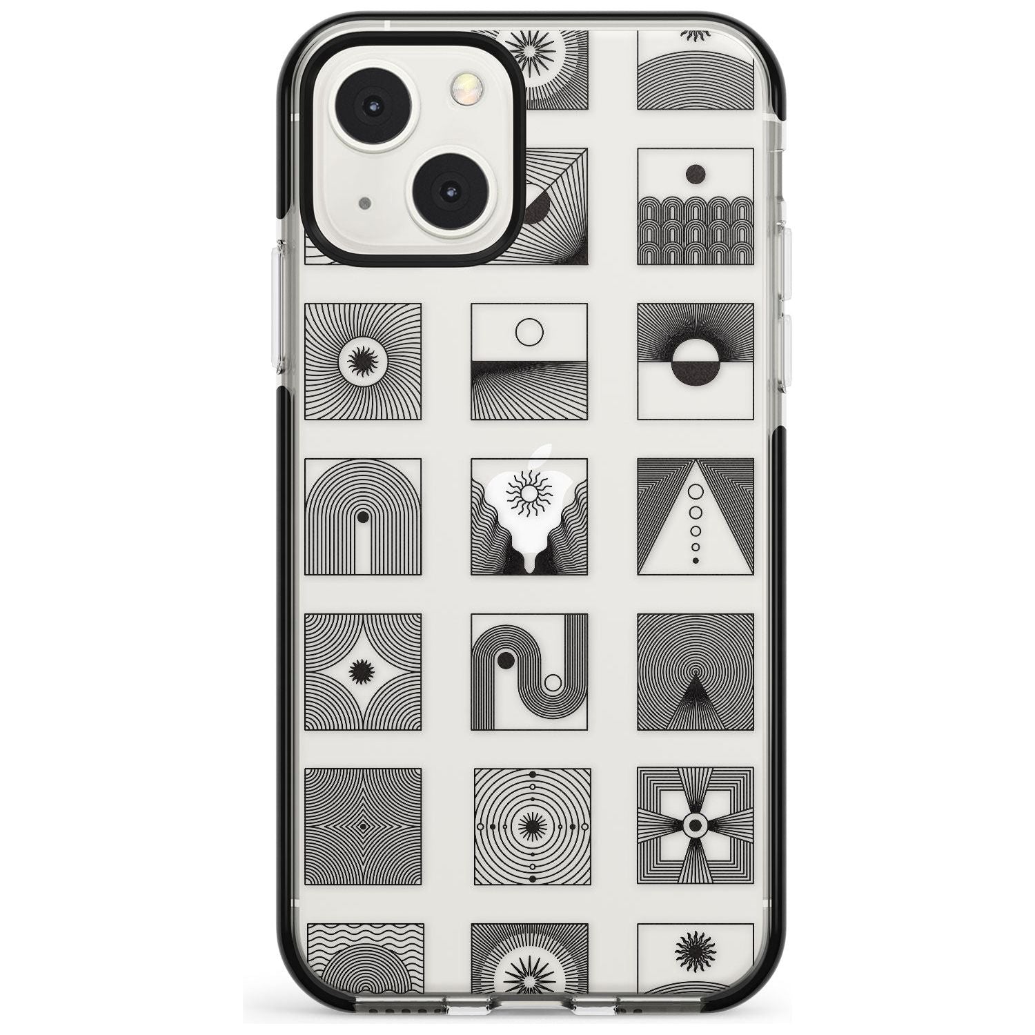 Abstract Lines: Mixed Pattern #1 Phone Case iPhone 13 Mini / Black Impact Case Blanc Space