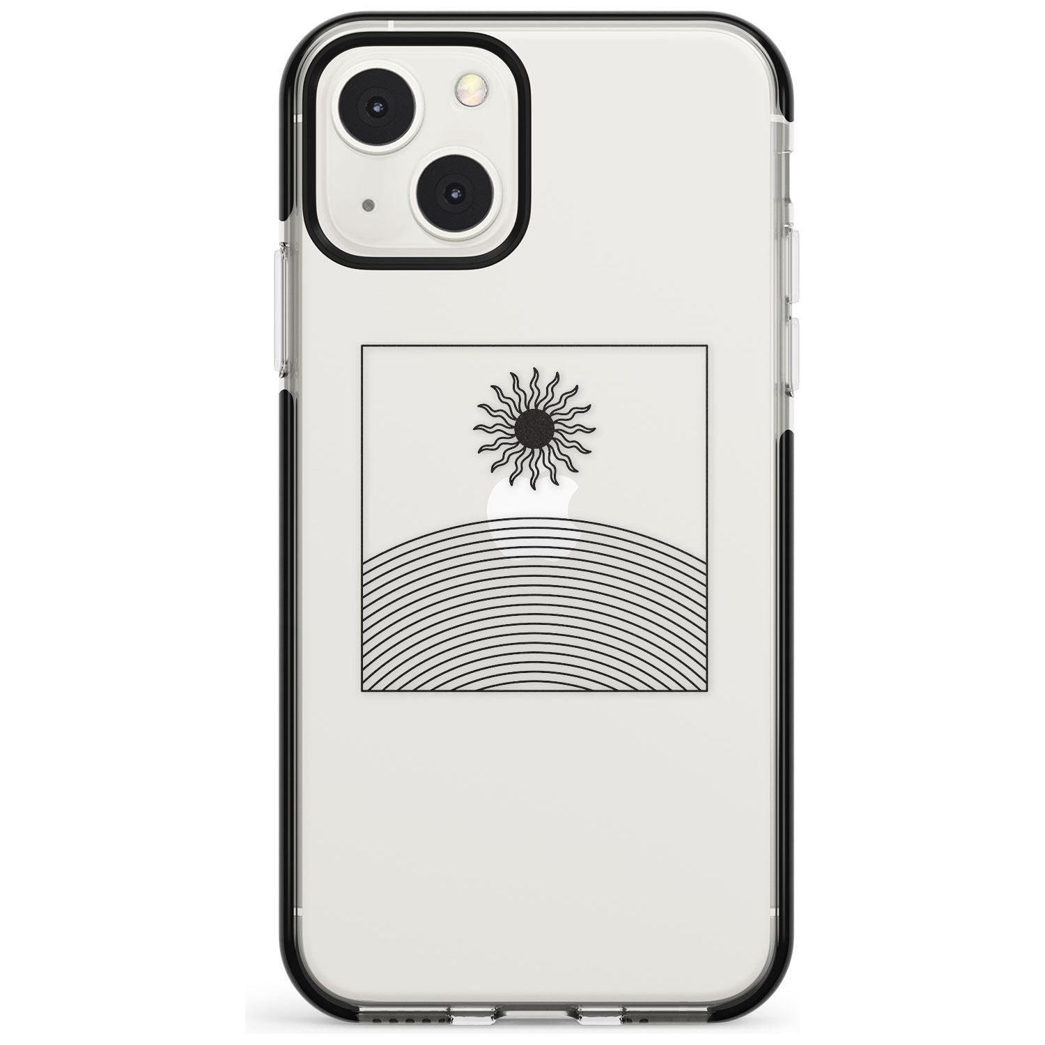 Framed Linework: Rising Sun Phone Case iPhone 13 Mini / Black Impact Case Blanc Space