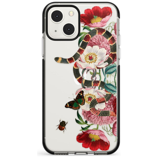 Floral Snake Phone Case iPhone 13 Mini / Black Impact Case Blanc Space