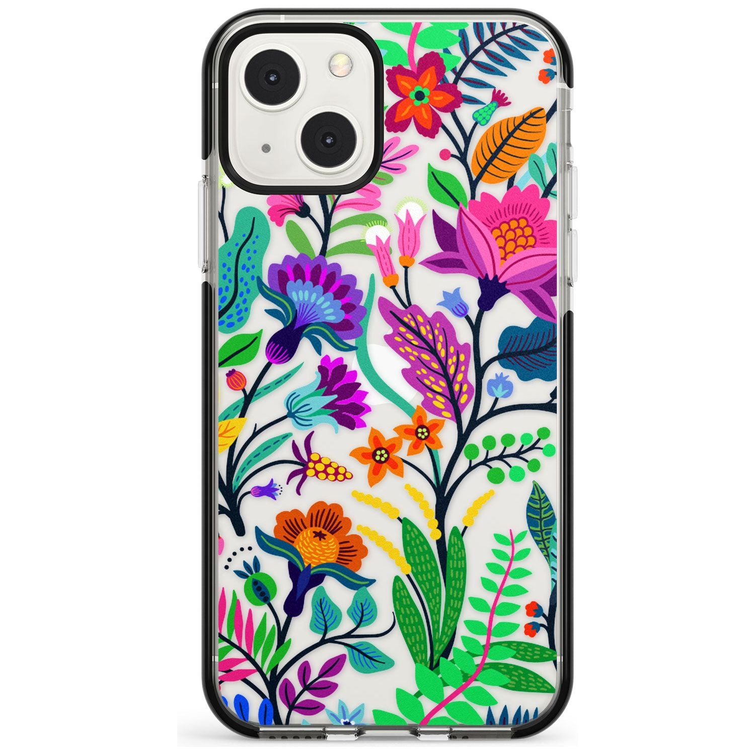 Floral Vibe Black Impact Phone Case for iPhone 13 & 13 Mini