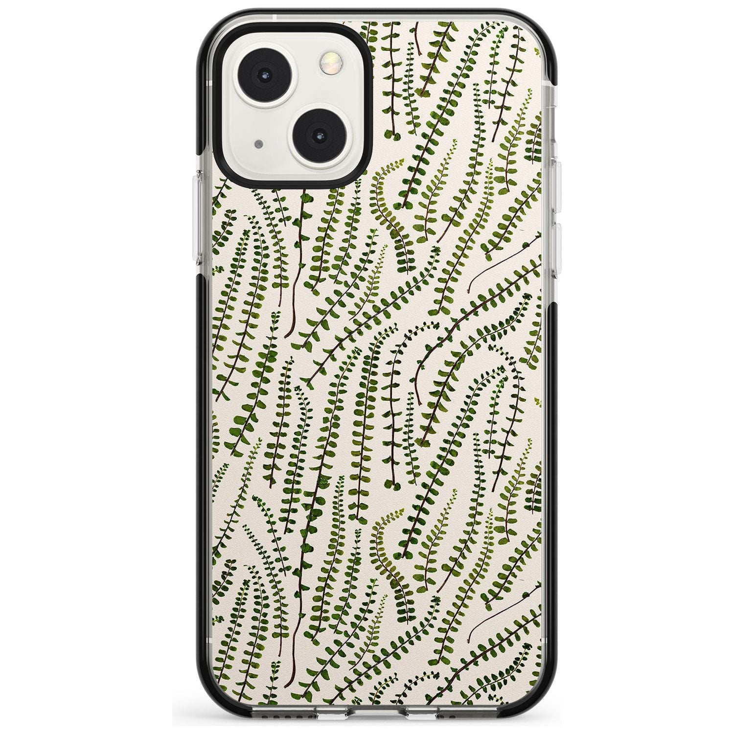 Fern Leaf Pattern Design - Cream Phone Case iPhone 13 Mini / Black Impact Case Blanc Space