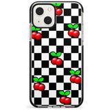 Checkered Cherry Black Impact Phone Case for iPhone 13 & 13 Mini