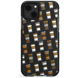 Coffee Cup Pattern Black Impact Phone Case for iPhone 13 & 13 Mini